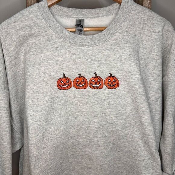 Embroidered Fall Crew Neck Sweatshirt - Picture 2 of 5